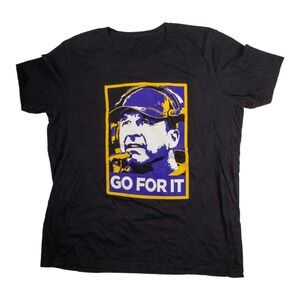 Men's John Harbaugh T Shirt Size Large Black Short Sleeve Crew Neck Cotton